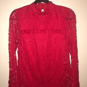 Red Lace Blouse